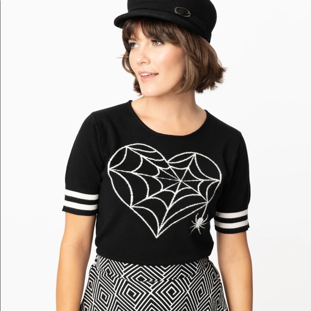 Hell Bunny Black Charlotte Spiderweb Sweater